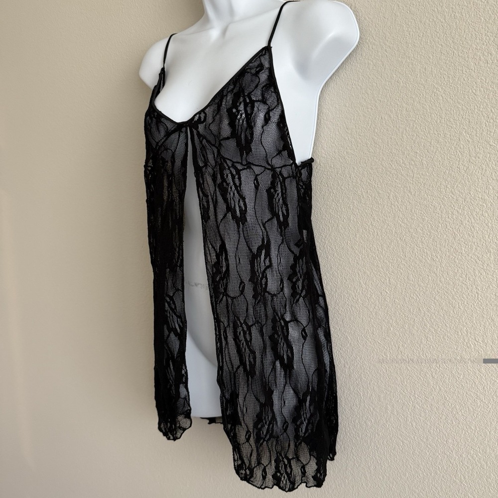 Sheer Lace Open Front Babydoll Top Womens One Size Dark Fairy Whimsigoth Vamp